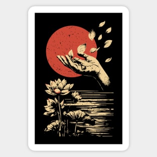 Zen Petal Offering - Serene Japanese Lotus Flower Art Sticker